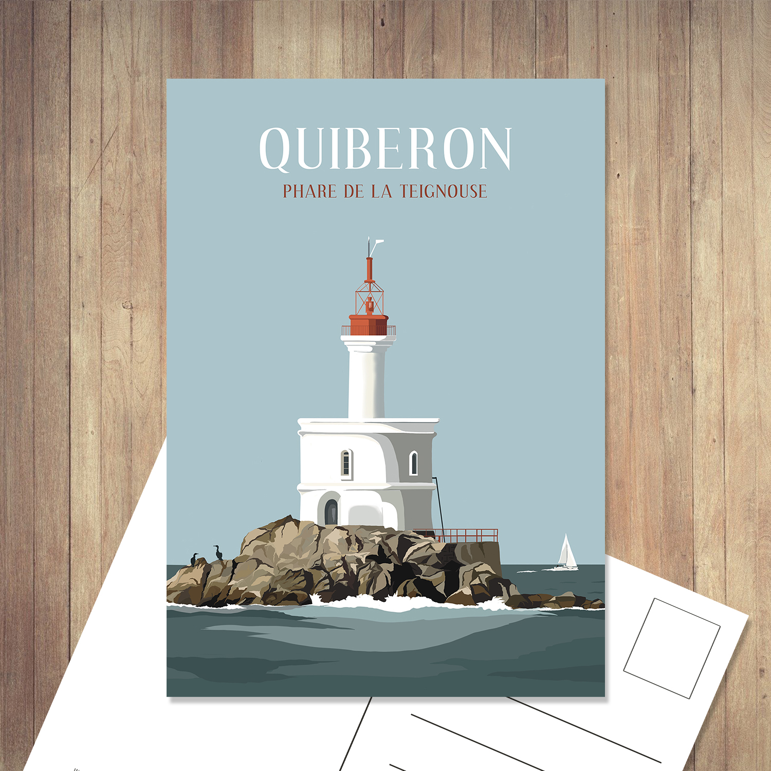 carte postale phare de la teignouse baie de quiberon bretagne france